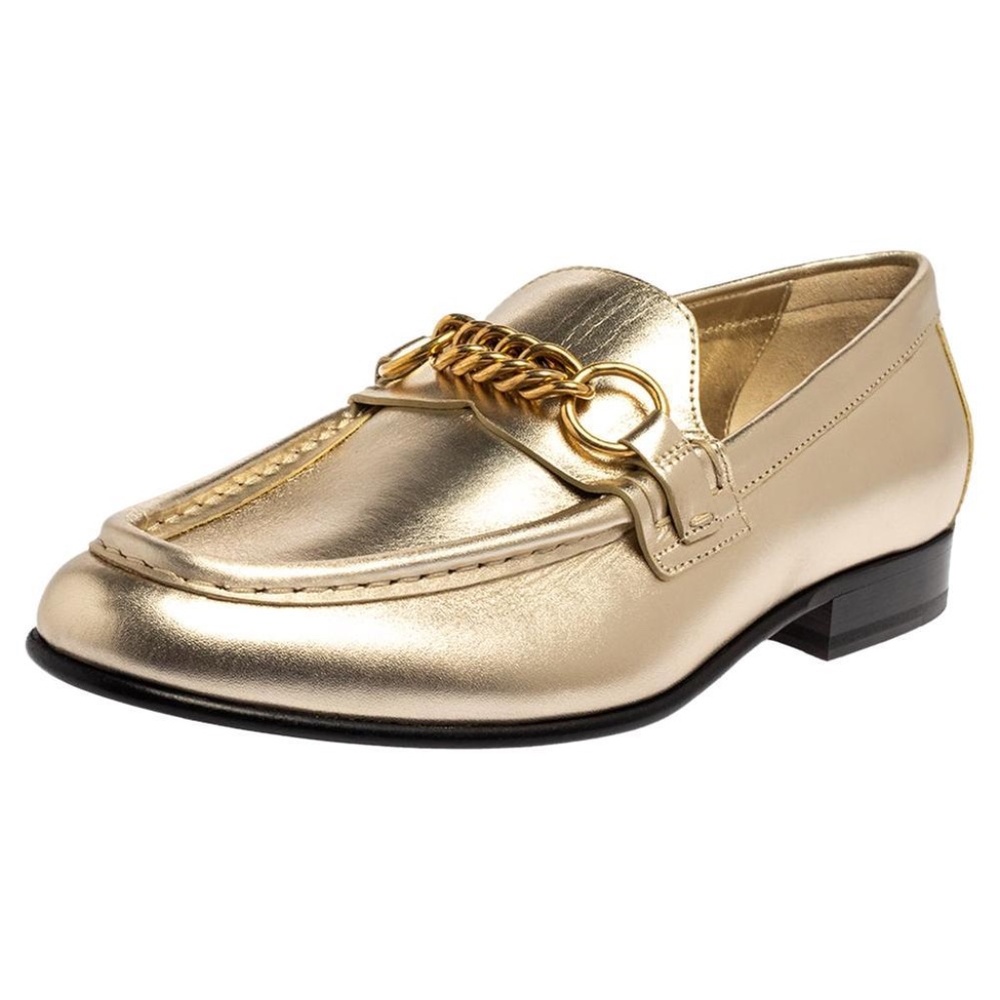 Burberry metallic gold loafers